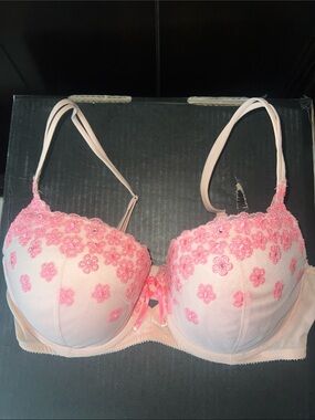 Victoria Secret Pink Floral Embroidered Push-Up Bra - Women Intimates